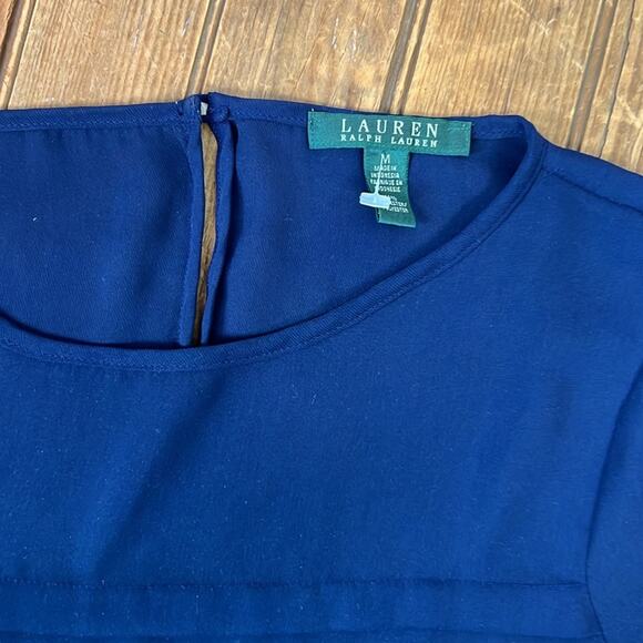 Women’s Ralph Lauren Blue Boxy Pleated Blouse Short Sleeve size medium - Picture 2 of 5